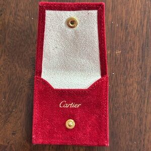 Cartier red felt jewelry pouch bag snap closure